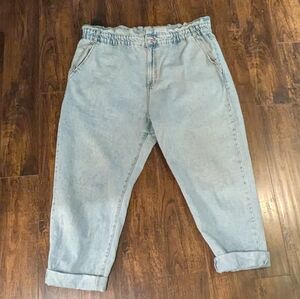 EUC Zenana 3X Light Wash Cotton Paper Bag Waist Baggy Jeans